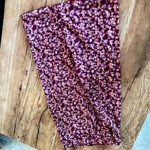 Burgundy floral midi skirt